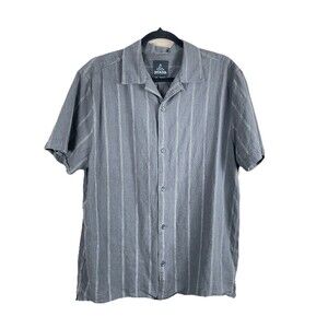 Prana Keilyr Camp Shirt - Men's Size large Hemp Cotton Camp Shirt Gray Loop